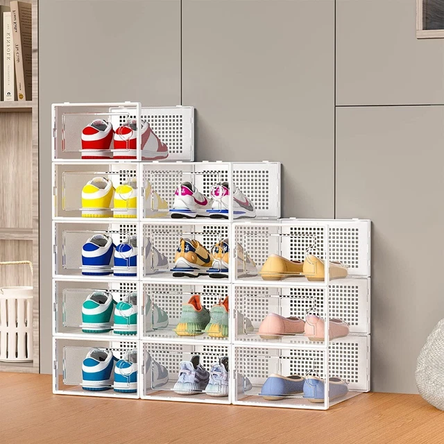 Homidec 12 Stck. Schuhkarton Schuhaufbewahrungsboxen Kunststoff stapelbar Schuh Organizer