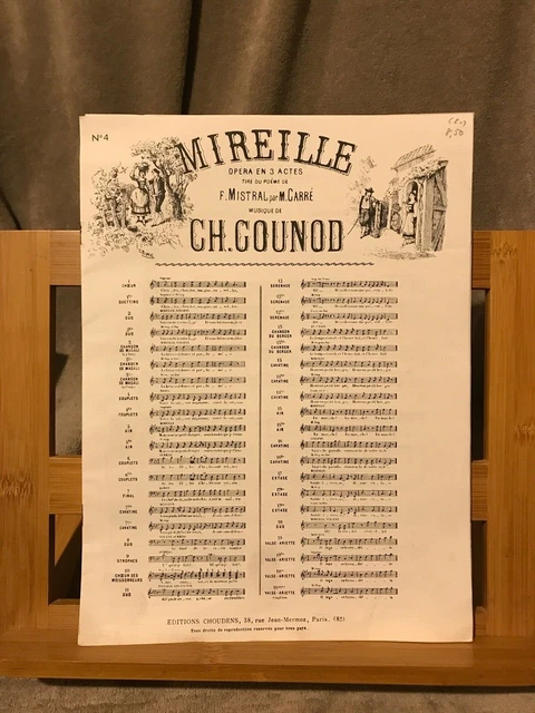 Ch. Gounod Mireille partition chant piano Couplets n°4 éditions Choudens