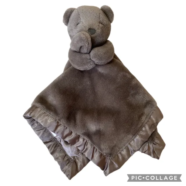 Carter's Gray Teddy Bear Lovey Security Blanket Satin Trim