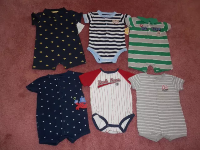 Lot Baby Boy Rompers One Piece Size 9 Months Carters