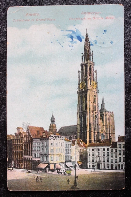 Postkarte Ansichtskarte Lithografie Belgien Antwerpen Katherdale 1915 (M)