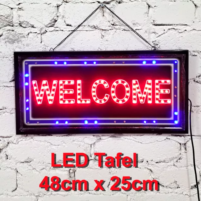 Lichtschild Panneau Publicitaire LED Welcome 48 X 25 CM Lumière D'Affichage