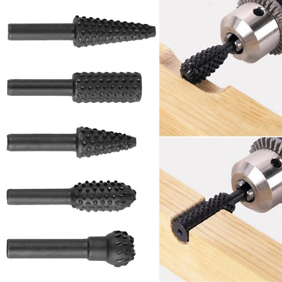 1/4“ Steel Rotary Burr Drill Bit Set Cutting for Woodworking Knife Carving 5Pcs