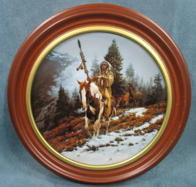 Mystic Warriors Hamilton Collector Plate “Wind Rider” By Chuck Ren In Wood Frame