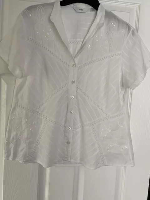 Next White Blouse Top Size 14