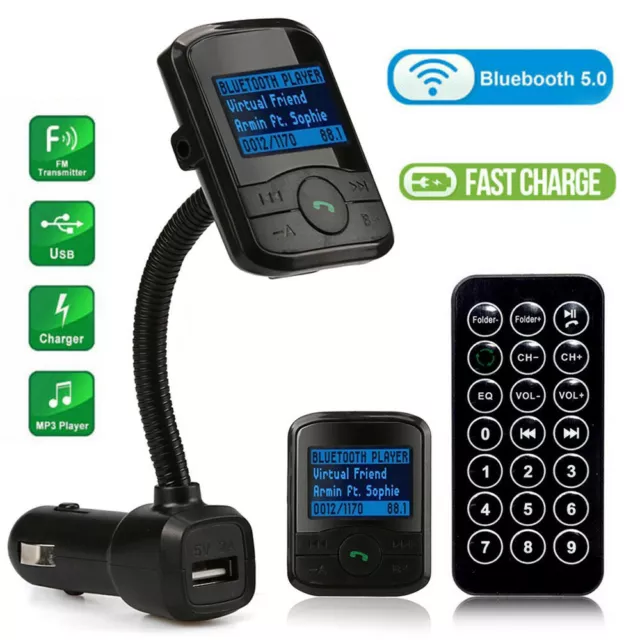 Bluetooth Car FM Transmitter MP3 Player Hands free Radio Adapter Kit USB Charger