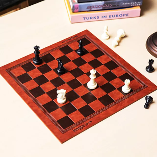 Embossed Design PVC Leather International Chess Board Games Mat Checkers 'EL