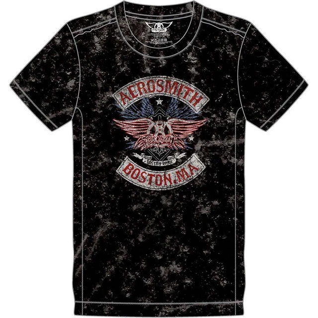 Men's Aerosmith Boston Pride (Snow Wash) Vintage T-shirt Small Black