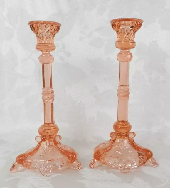 2 Vallerysthal Portieux Bavards Pink Candlesticks Diving Dolphin Snake Koi Fish