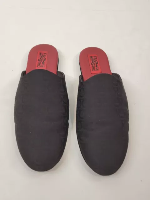 Salvatore Ferragamo Slippers Mens 10  Nazzareno Gancini Mule Black Red Logo