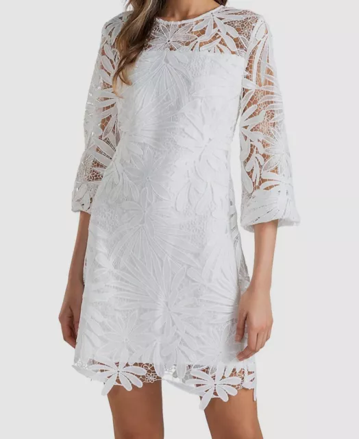 $398 Shoshanna Women's White Floral Lace Holland Mini Dress Size 10