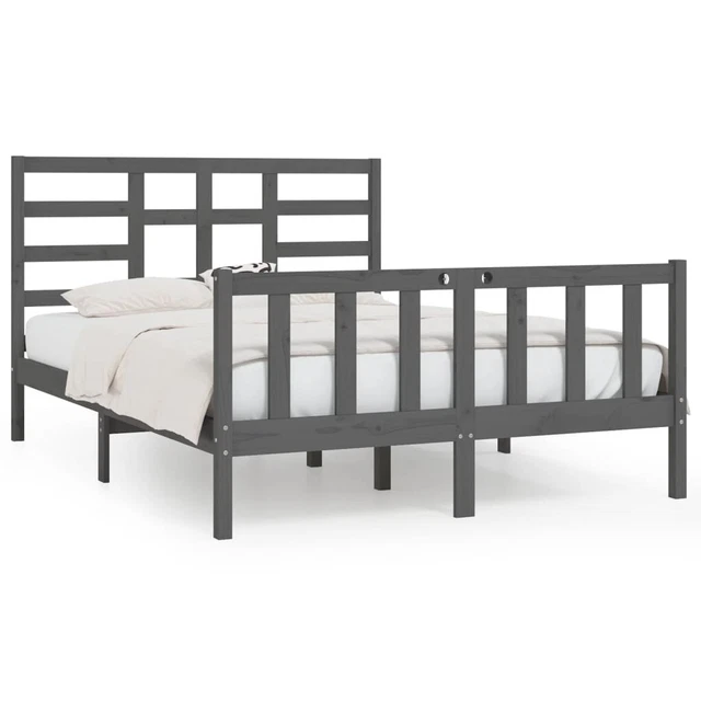 VIDAXL BED FRAME without Mattress Grey 150x200 cm King Size Solid Wood