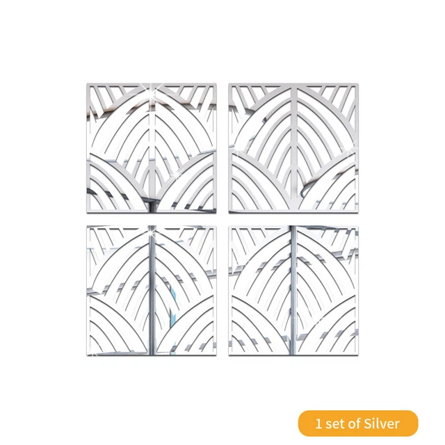 4Stück Retro Blume Form Spiegel Acryl Aufkleber Selbstklebende Möbel Wandtattoos