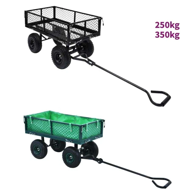 Hand Truck Garden Folding Hand Trolley Transport Cart Wagon Green Steel vidaXL