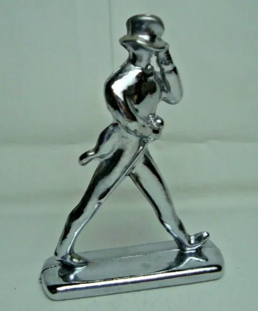 JOHNNIE WALKER authentic small nickel plated metal striding man statue figure