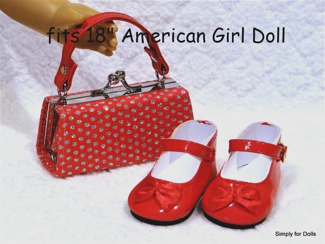 2pc RED Patent DOLL SHOES & PURSE SET fits 18" American Girl DOLL ACCESSORIES
