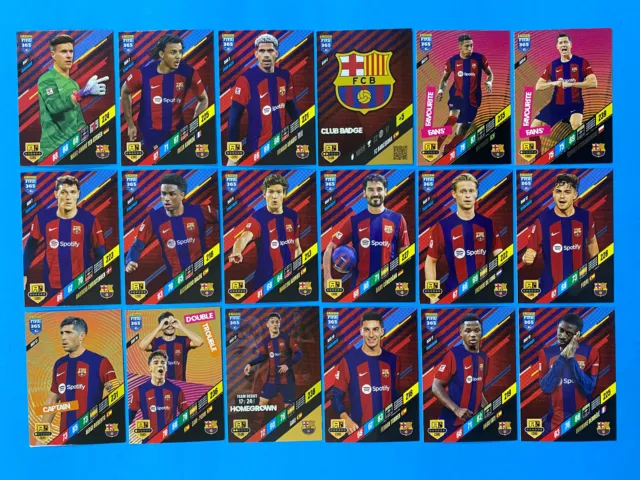 Panini Adrenalyn Fifa 365 2024 Team Completo Barcelona 18 Cards