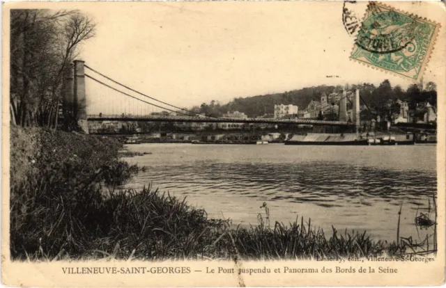CPA AK Villeneuve St.Georges Le Pont suspendu et Panorama FRANCE (1282837)