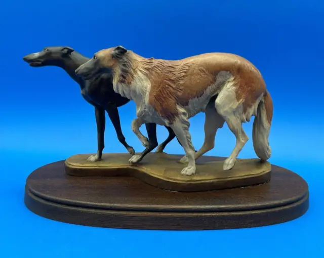 *Scarce* Anri Italy Wood Carving Of A Greyhound And Borzoi Dog By Helmut Diller
