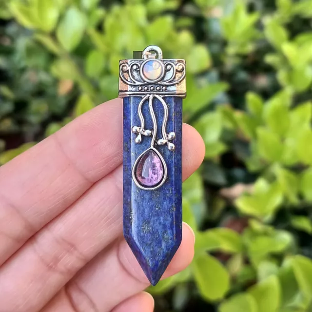 Lapis Lazuli Gems Stone Sword Pendant Prism Chakra Reiki Healing Amulet