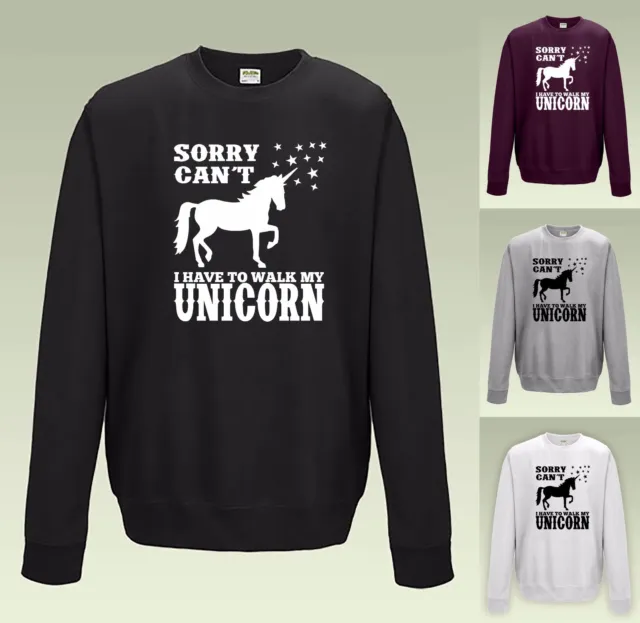 Sorry Can't I Have To Walk My Unicorn SWEATSHIRT - SWEATER JUMPER Cool Funny