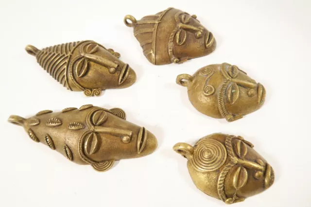 Lot 5 Messinganhänger Masken CO43 Ghana Brass Pendants Masks Ashanti Afrozip 2