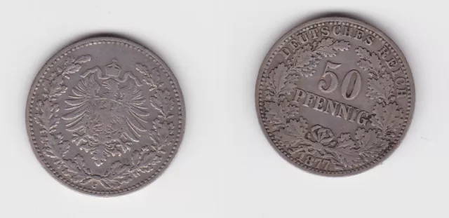 50 Pfennig Silber Münze Deutsches Reich 1877 C ss (138941)