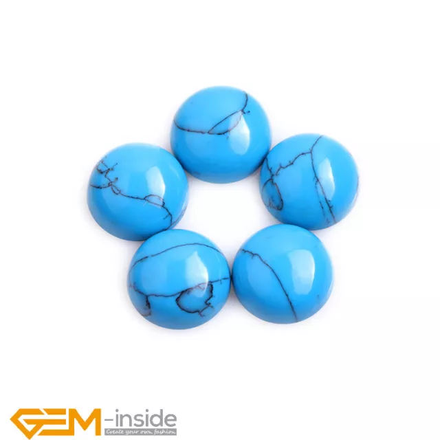 Natural Blue Turquoise Gemstone CAB Cabochon Loose Beads For Jewelry Making 5Pcs