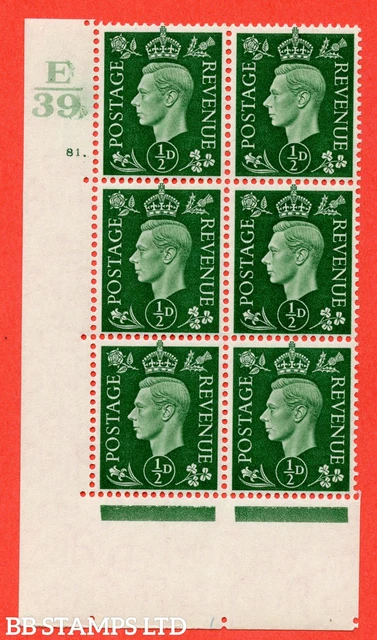 SG. 462. Q1. ½d Green. A superb UNMOUNTED MINT " Control E39 cylinder 81 B54407