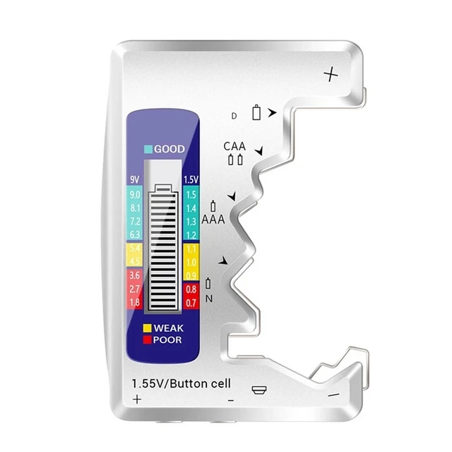Preciso comprobador de batería LCD ABS estructura AAA AA D N 9V 1 5V pulsaciones de teclas