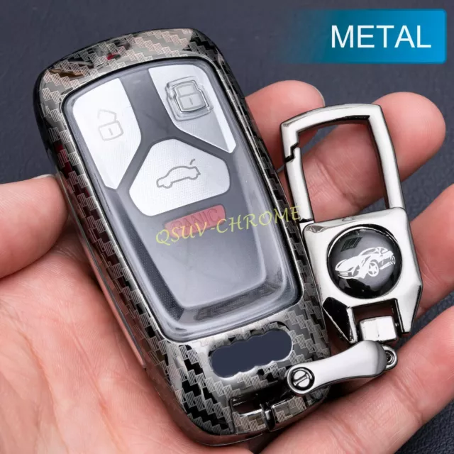 For Audi A4 B9 A5 Q5 Q7 SQ5 S4 TT Metal Carbon Fiber Car Key Fob Ring Case Cover