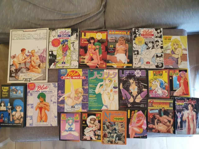 Lotto anime, manga e fumetti erotici anche d'autore anni '80 e '90 + 1 VHS Anime