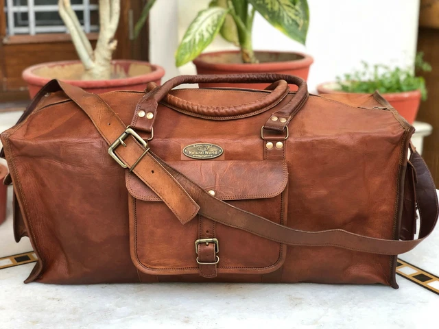 Sac de nuit homme en cuir véritable Slj vintage voyage gym week-end 30