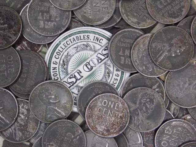 (Roll of 50) 1943 Lincoln WHEAT Cent STEEL Penny 1c *WARTIME* Circulated ECC&C