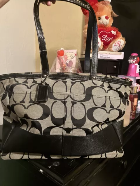 Vintage Coach Black Diaper Bag Baby Bag Signature C Black Strap