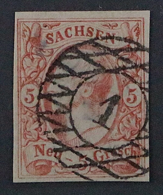 1856, SACHSEN 12 b, 5 Ngr. lebhaftorangerot, sauber gestempelt, geprüft 400,-€