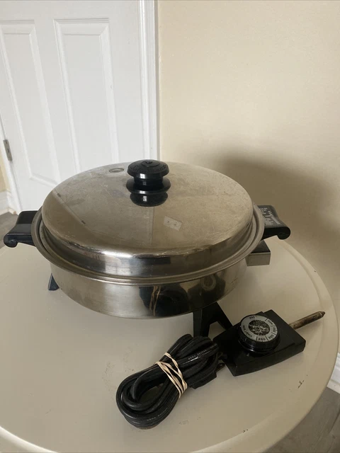 Saladmaster 7817 Stainless Steel Oil Core 11" Electric Skillet Vapo Lid Cookware Saladmaster 7817 Stainless Steel Oil Core 11" Electric Skillet Vapo Lid Cookware