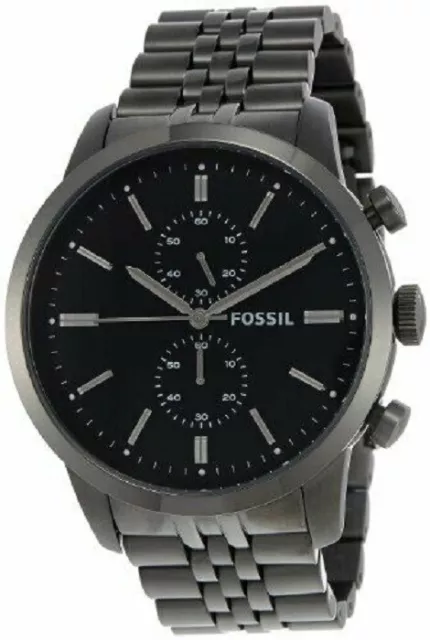 New Fossil Men FS4786 Townsman Chrono Round Dial Stainless Gunmetal Band Watch