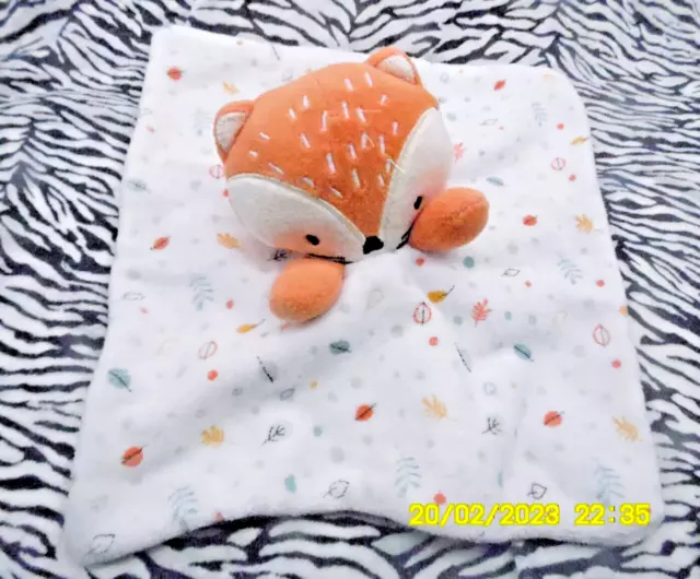 🐞Siplec Leclerc Doudou Renard Orange Blanc Feuille Plat Carre 25/25Cm Tbe
