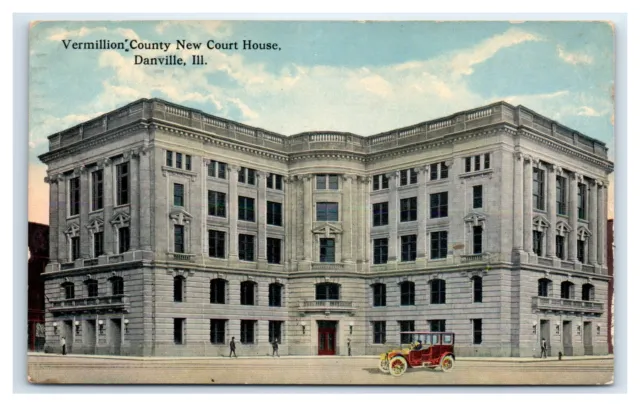 Danville, IL  Postcard - VERMILLION'COUNTY NEW COURT HOUSE