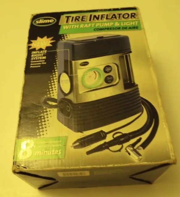 Slime  12-Volt Tire Inflator,150 Psi Tire Inflator With Raft Pump & Light