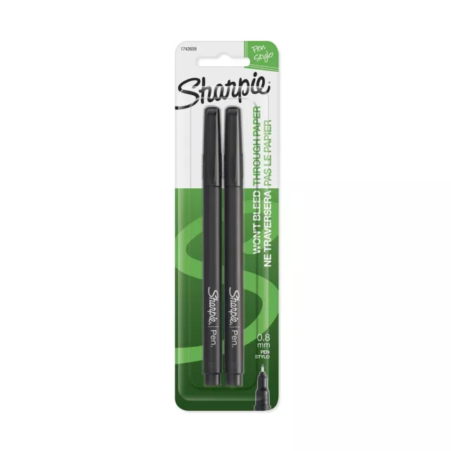 Sharpie 1742659 Fine Point Pens, Blister of 2, Black Ink