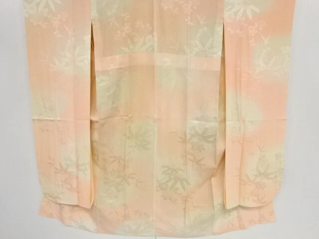 44390# Japanese Kimono / Antique Juban For Furisode / Woven Bamboo Grass & K