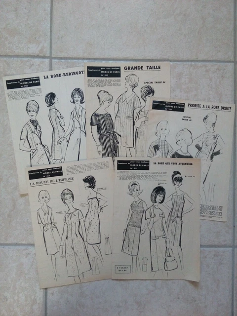 Lot De 3 Patrons De Robe Années 60 - Pour Femme Et Fille - Occasion Très Bon État