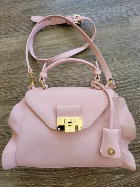 Samantha Vega 2in1 Dusty Rose Pink Croosbody Handbag Ruffle Faux Suede Kawaii