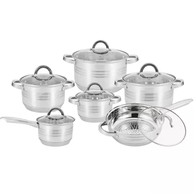 12 PIÈCES CASSEROLES en verre 56,99 avec casserole FR PicClick - couvercle casserole inoxydable en casseroles kit EUR acier casserole