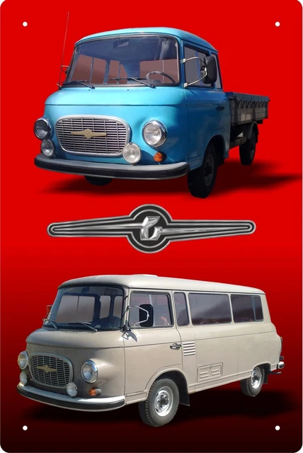 Barkas Blechschild 20x30cm Fahrzeuge des Ostens B1000 Pritsche Bus DDR Werkstatt