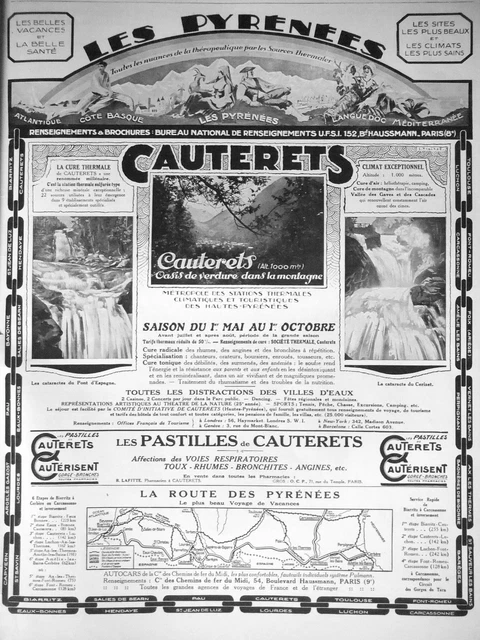 Publicité 1927 Les Pyrénées Cauterets Oasis De Verdure En Montagne - Advertising