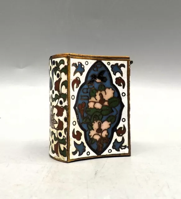 Pretty Vintage Chinese Cloisonne Enamel Hinged Pill Box