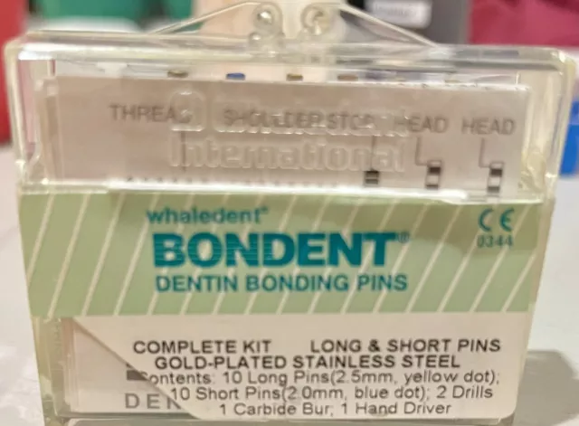 Dental BONDENT pin Kit!  12 Pins/2drills-$200. Value- I Retired!